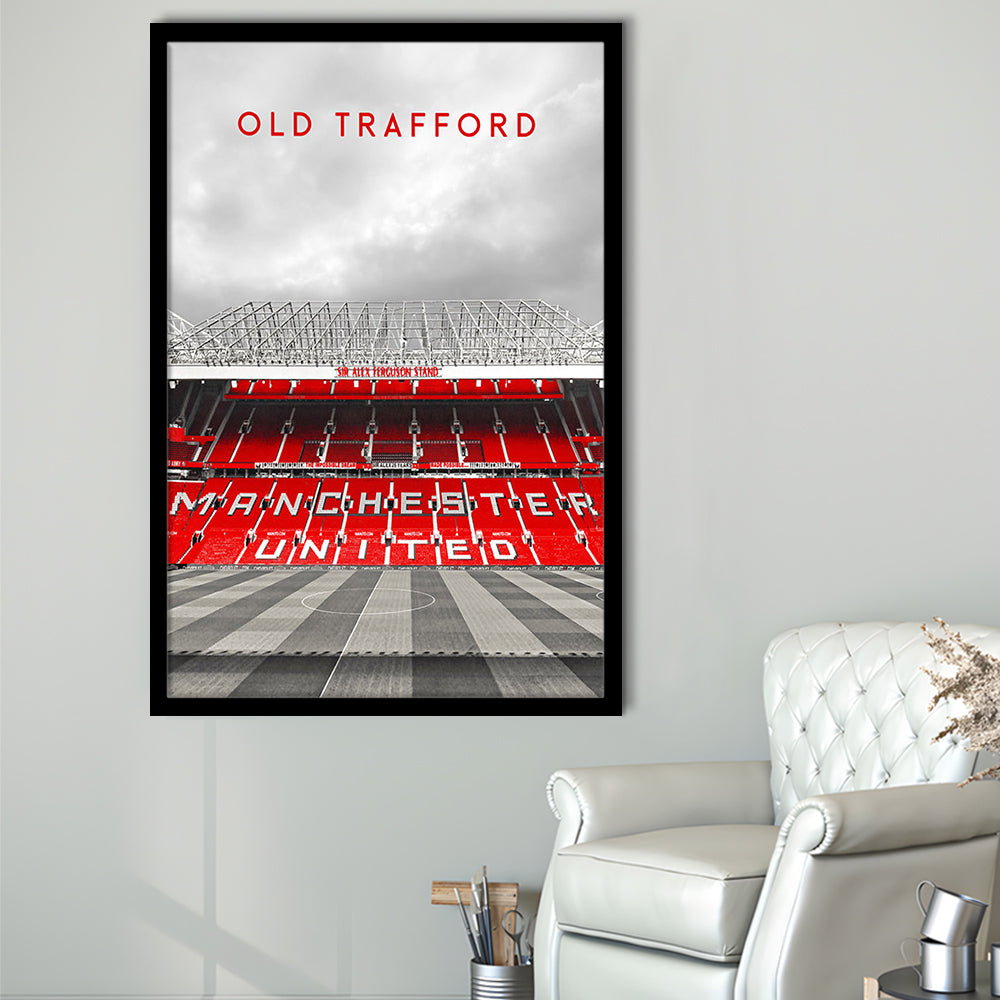 Old Trafford Man Utd Stadium Print, Football Stadium Art Wall Art, Framed Art Prints Wall Decor