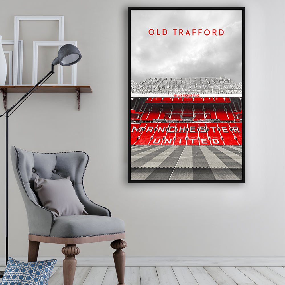 Old Trafford Man Utd Stadium Print, Football Stadium Art Wall Art, Framed Canvas Prints Wall Art