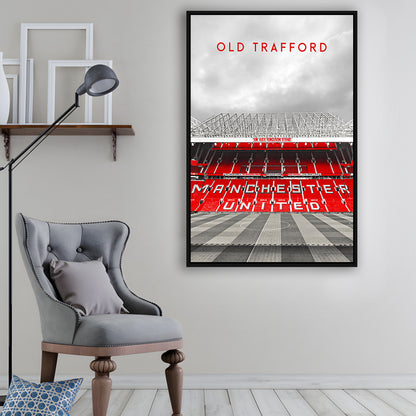 Old Trafford Man Utd Stadium Print, Football Stadium Art Wall Art, Framed Canvas Prints Wall Art