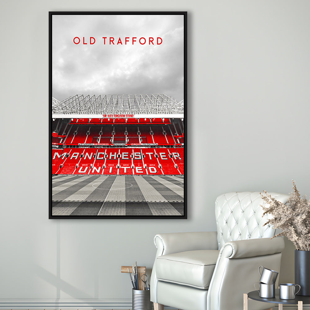 Old Trafford Man Utd Stadium Print, Football Stadium Art Wall Art, Framed Canvas Prints Wall Art
