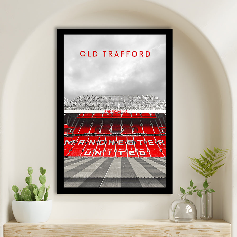 Old Trafford Man Utd Stadium Print, Football Stadium Art Wall Art, Framed Art Prints Wall Decor