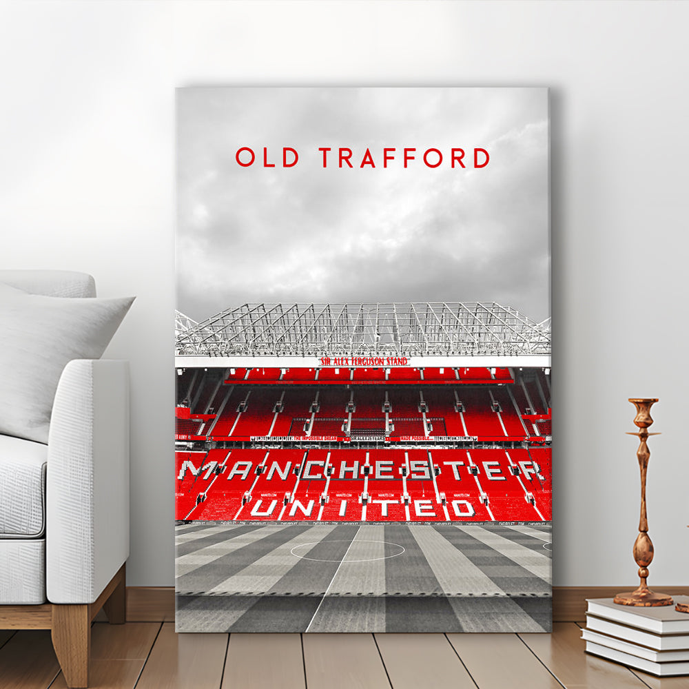 Old Trafford Man Utd Stadium Print, Football Stadium Art Wall Art, Canvas Prints Wall Art, Man Cave Decor