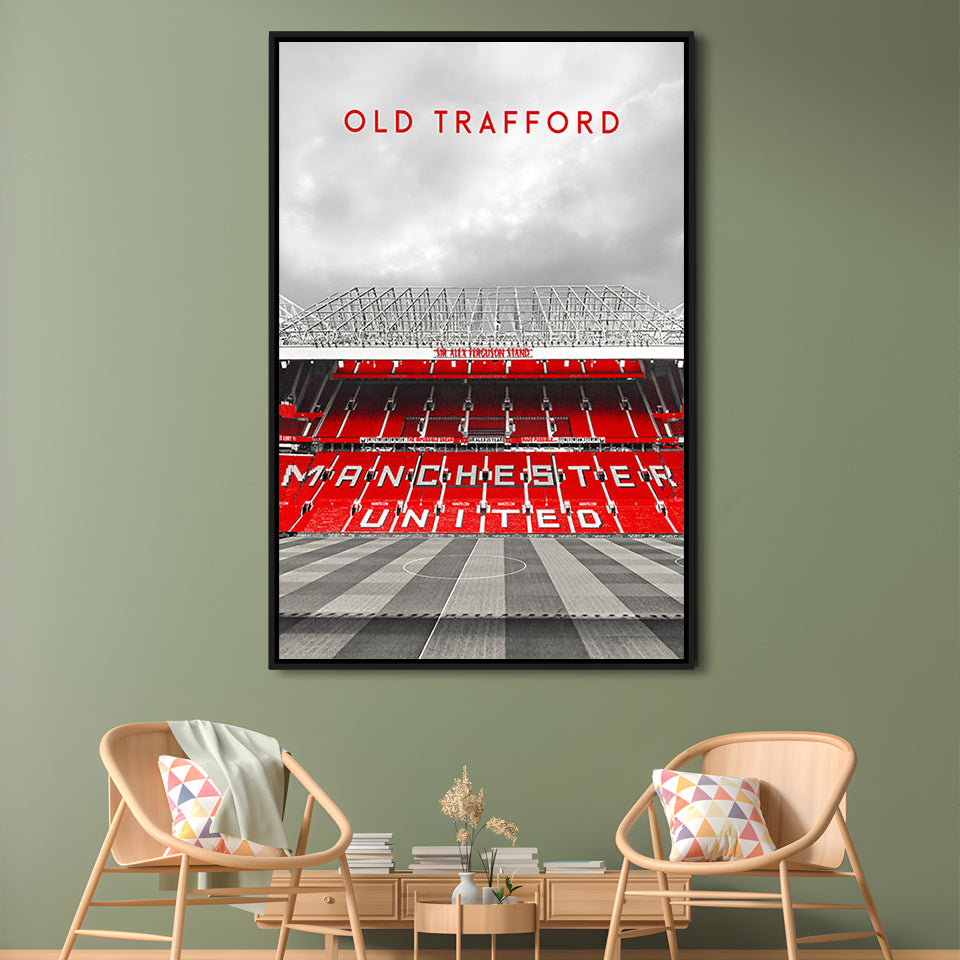 Old Trafford Man Utd Stadium Print, Football Stadium Art Wall Art, Framed Canvas Prints Wall Art