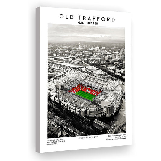 Old Trafford, Football Wall Art Print, Fan Birthday Gift, Sport Art Print, Canvas Prints Wall Art, Man Cave Decor