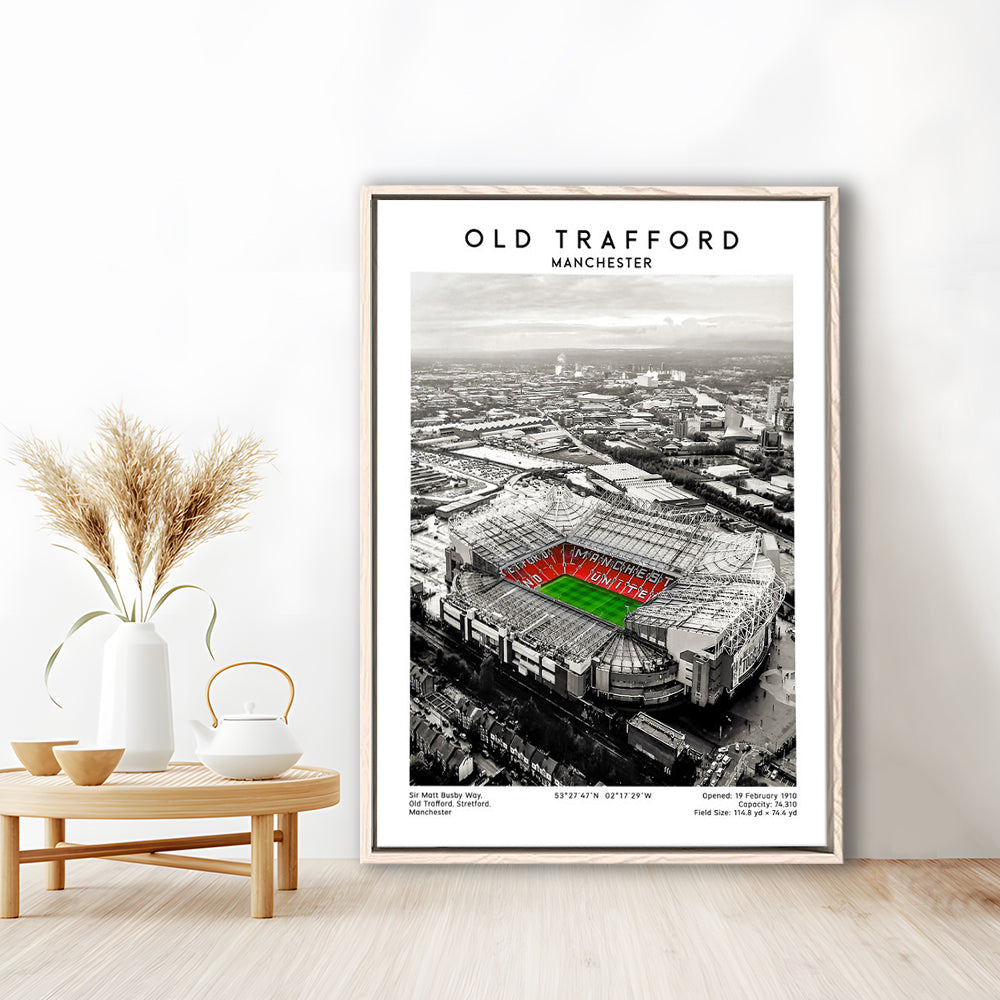 Old Trafford, Football Wall Art Print, Fan Birthday Gift, Sport Art Print, Framed Canvas Prints Wall Art