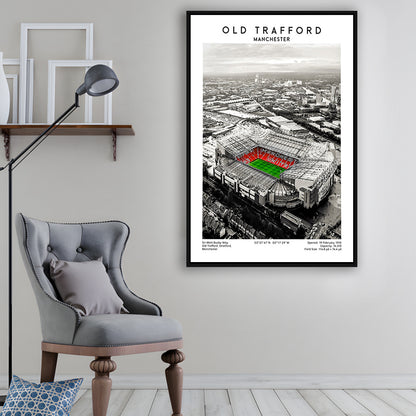 Old Trafford, Football Wall Art Print, Fan Birthday Gift, Sport Art Print, Framed Canvas Prints Wall Art