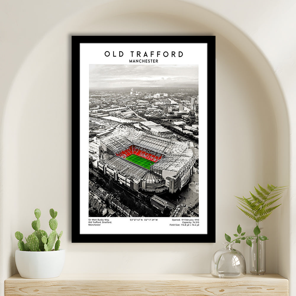 Old Trafford, Football Wall Art Print, Fan Birthday Gift, Sport Art Print, Framed Art Prints Wall Decor