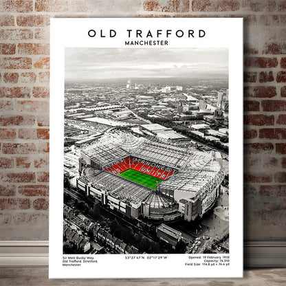 Old Trafford, Football Wall Art Print, Fan Birthday Gift, Sport Art Print, Canvas Prints Wall Art, Man Cave Decor