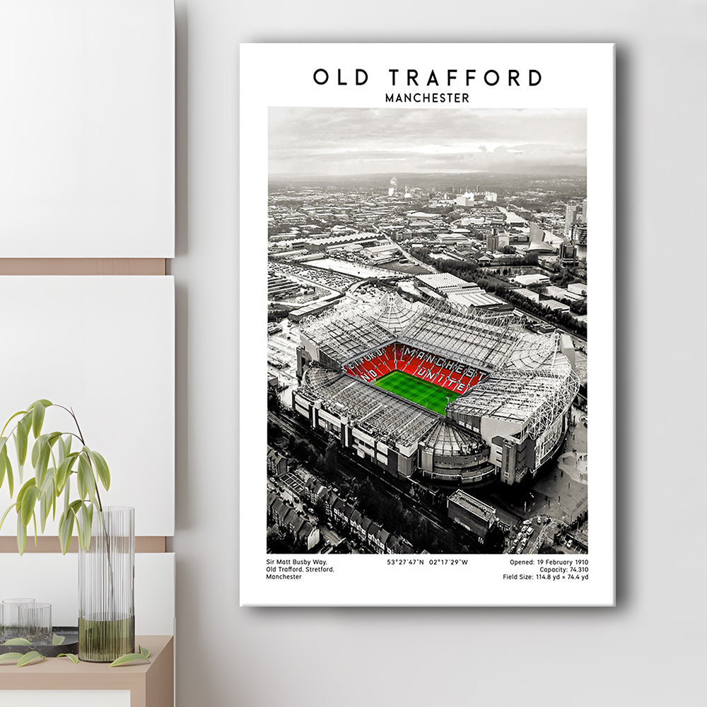 Old Trafford, Football Wall Art Print, Fan Birthday Gift, Sport Art Print, Canvas Prints Wall Art, Man Cave Decor