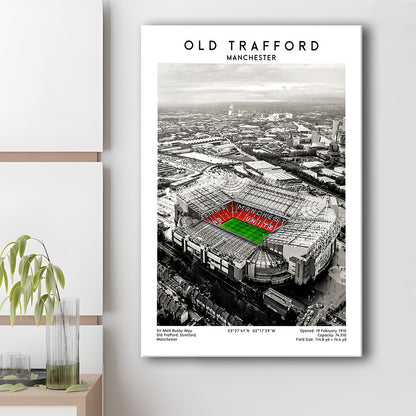 Old Trafford, Football Wall Art Print, Fan Birthday Gift, Sport Art Print, Canvas Prints Wall Art, Man Cave Decor