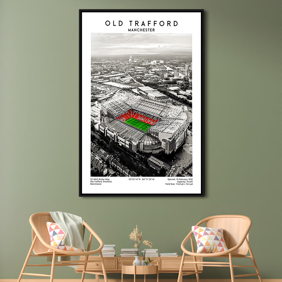 Old Trafford, Football Wall Art Print, Fan Birthday Gift, Sport Art Print, Framed Canvas Prints Wall Art