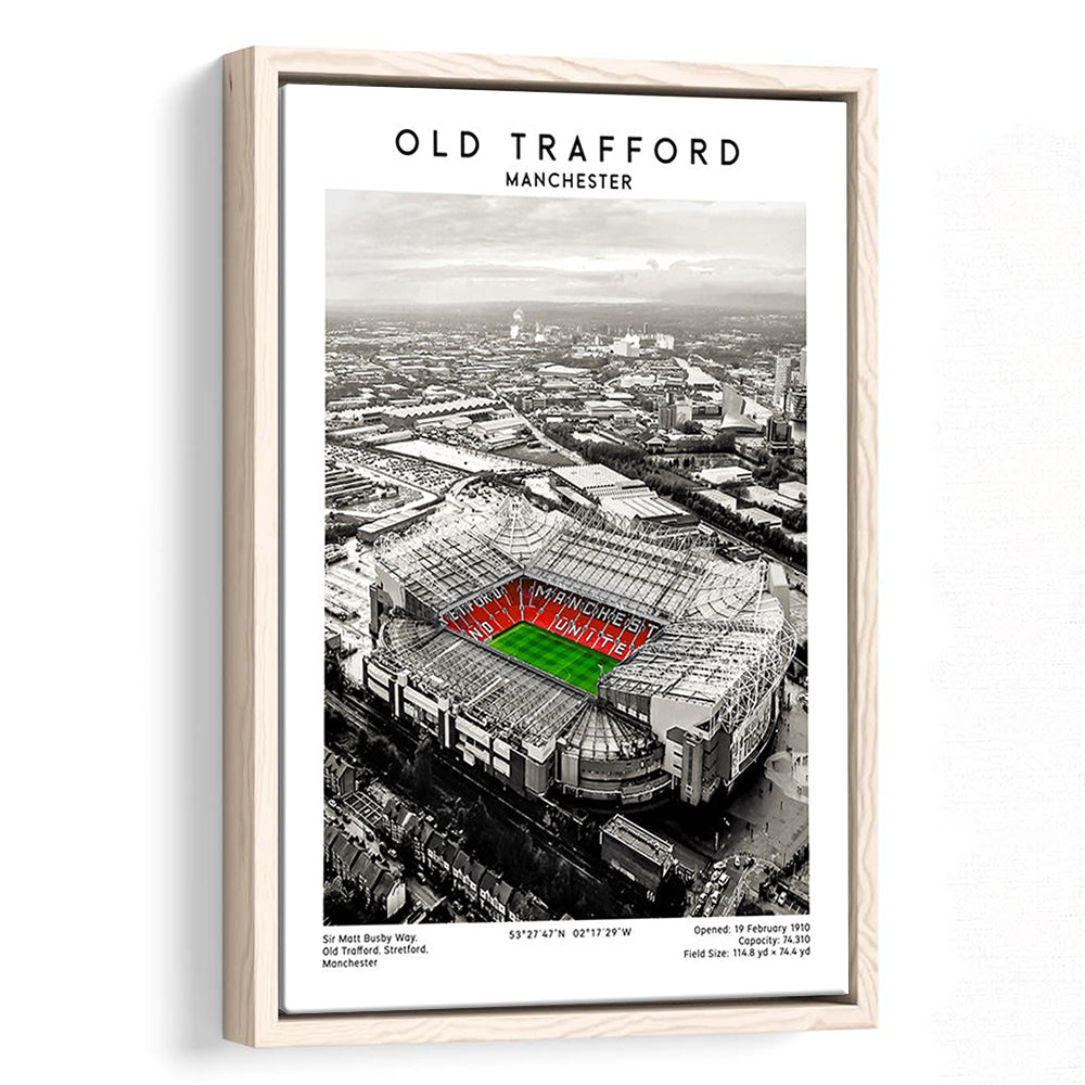 Old Trafford, Football Wall Art Print, Fan Birthday Gift, Sport Art Print, Framed Canvas Prints Wall Art
