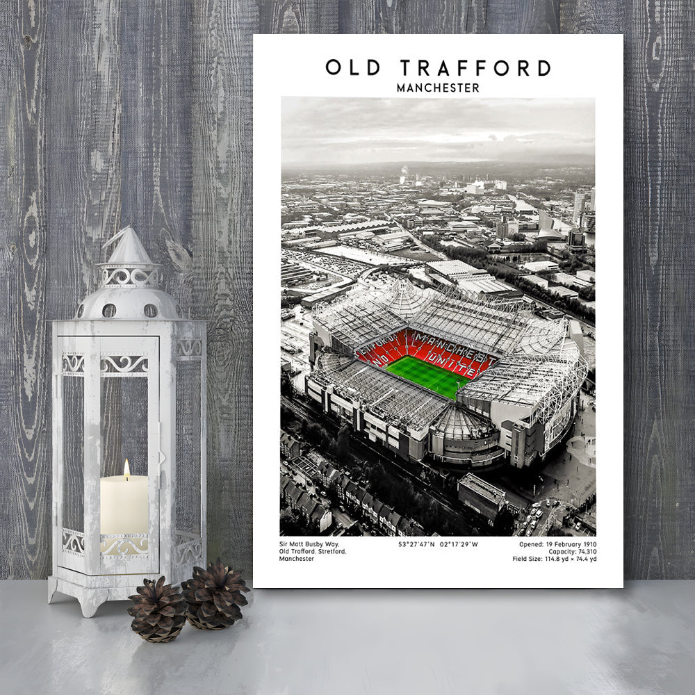 Old Trafford, Football Wall Art Print, Fan Birthday Gift, Sport Art Print, Canvas Prints Wall Art, Man Cave Decor