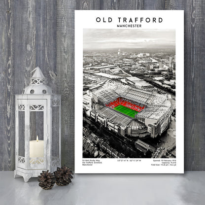 Old Trafford, Football Wall Art Print, Fan Birthday Gift, Sport Art Print, Canvas Prints Wall Art, Man Cave Decor