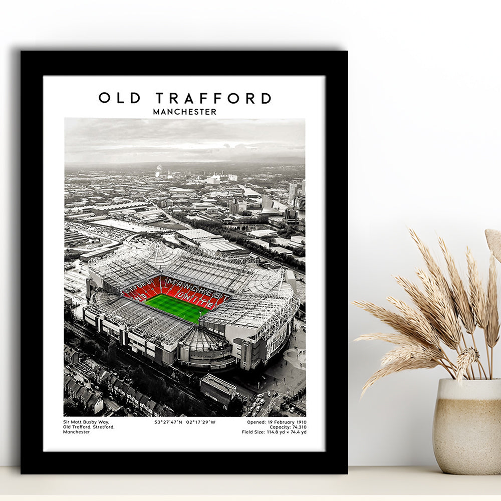 Old Trafford, Football Wall Art Print, Fan Birthday Gift, Sport Art Print, Framed Art Prints Wall Decor