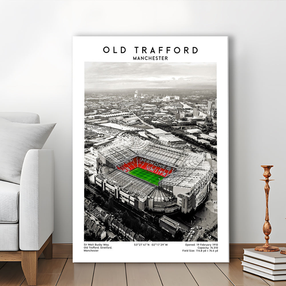 Old Trafford, Football Wall Art Print, Fan Birthday Gift, Sport Art Print, Canvas Prints Wall Art, Man Cave Decor