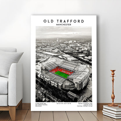 Old Trafford, Football Wall Art Print, Fan Birthday Gift, Sport Art Print, Canvas Prints Wall Art, Man Cave Decor