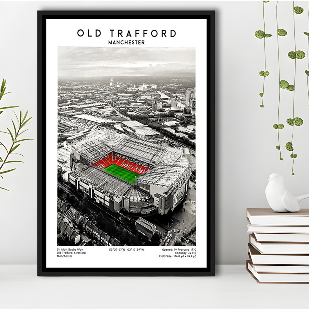 Old Trafford, Football Wall Art Print, Fan Birthday Gift, Sport Art Print, Framed Canvas Prints Wall Art