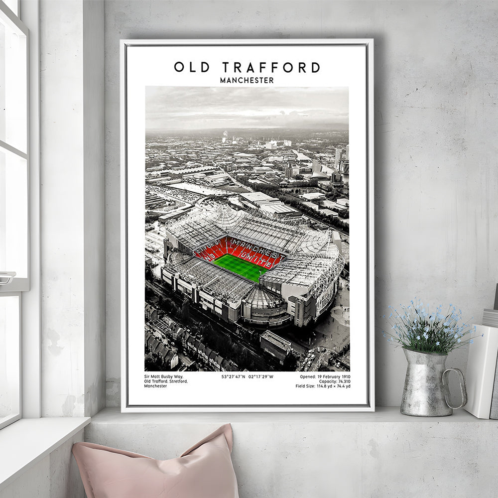 Old Trafford, Football Wall Art Print, Fan Birthday Gift, Sport Art Print, Framed Canvas Prints Wall Art
