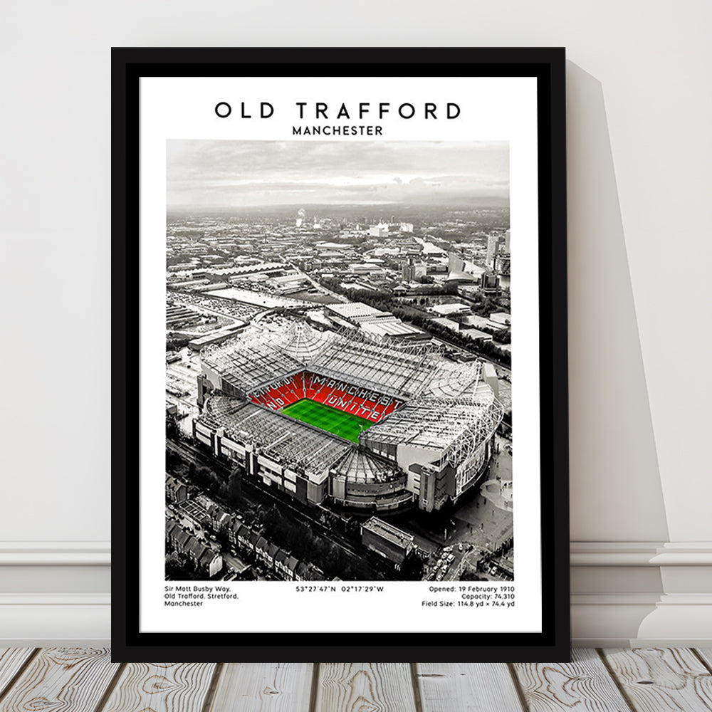 Old Trafford, Football Wall Art Print, Fan Birthday Gift, Sport Art Print, Framed Canvas Prints Wall Art