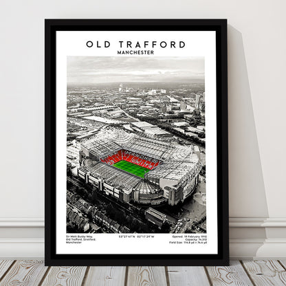 Old Trafford, Football Wall Art Print, Fan Birthday Gift, Sport Art Print, Framed Canvas Prints Wall Art