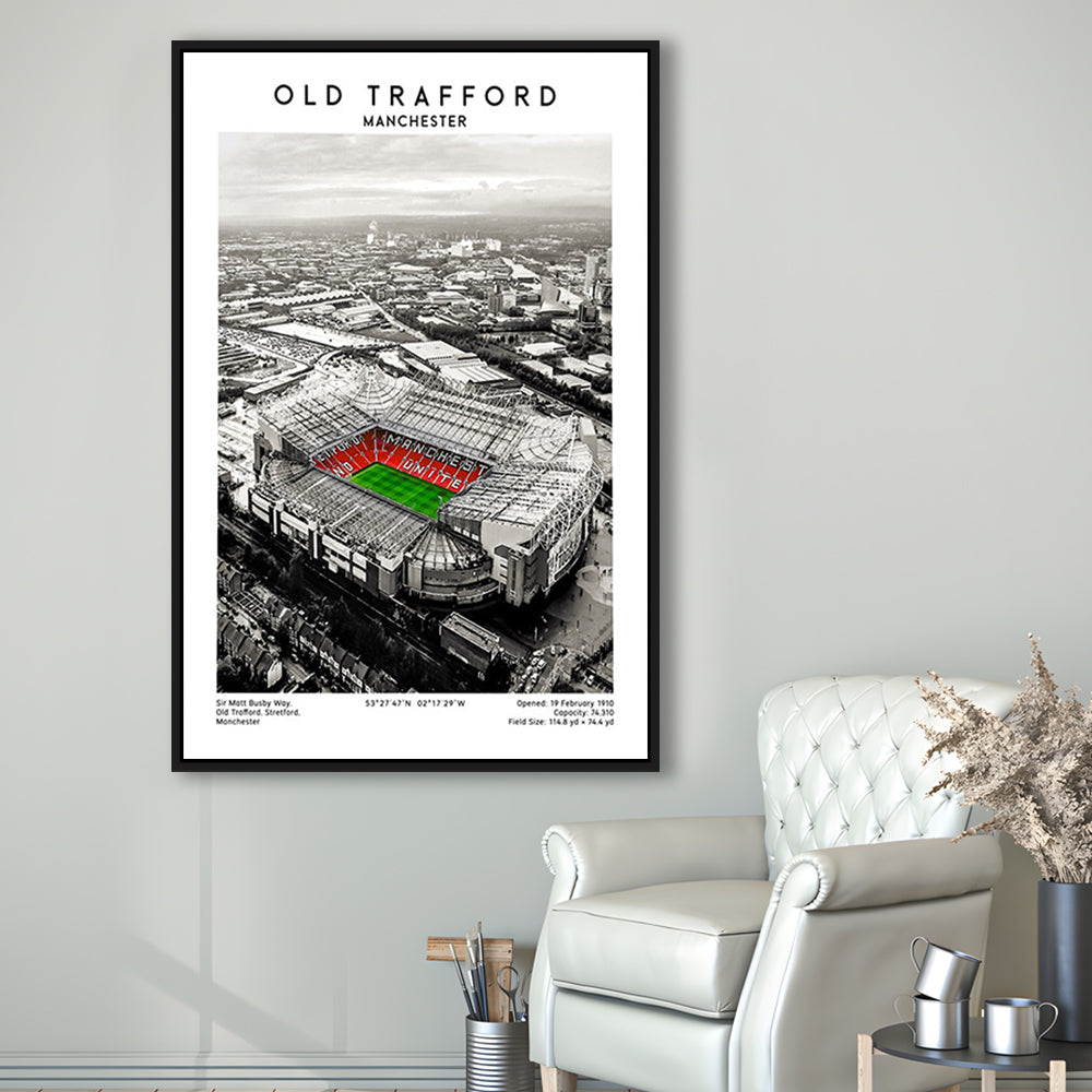 Old Trafford, Football Wall Art Print, Fan Birthday Gift, Sport Art Print, Framed Canvas Prints Wall Art