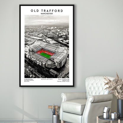 Old Trafford, Football Wall Art Print, Fan Birthday Gift, Sport Art Print, Framed Canvas Prints Wall Art