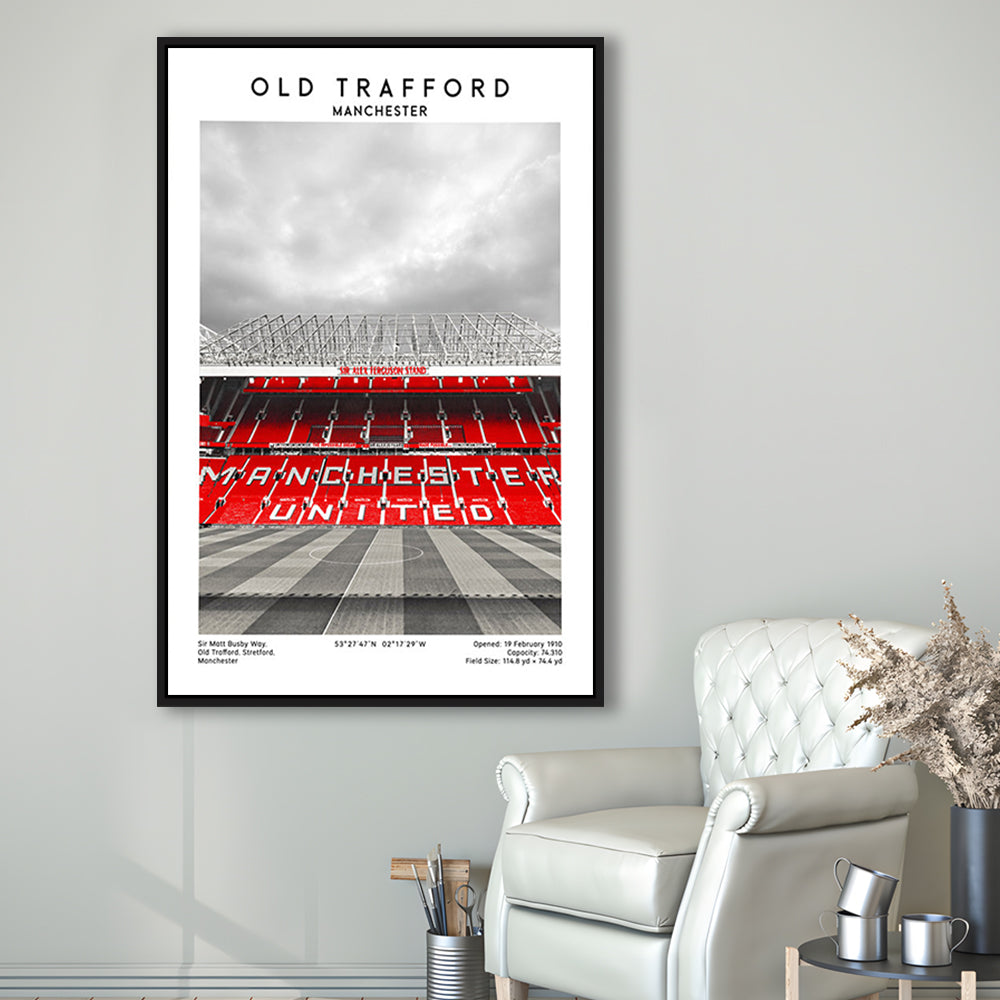 Old Trafford, Manchester Fans, Football Wall Art Print, Fan Gifts, Sport Art Print, Framed Canvas Prints Wall Art