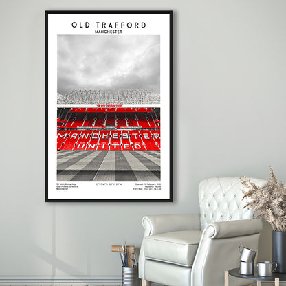 Old Trafford, Manchester Fans, Football Wall Art Print, Fan Gifts, Sport Art Print, Framed Canvas Prints Wall Art