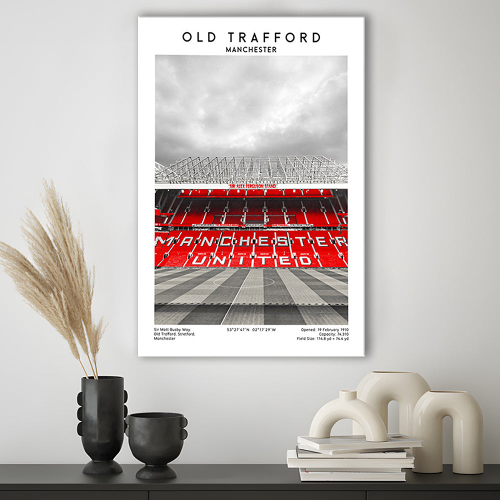 Old Trafford, Manchester Fans, Football Wall Art Print, Fan Gifts, Sport Art Print, Canvas Prints Wall Art, Man Cave Decor