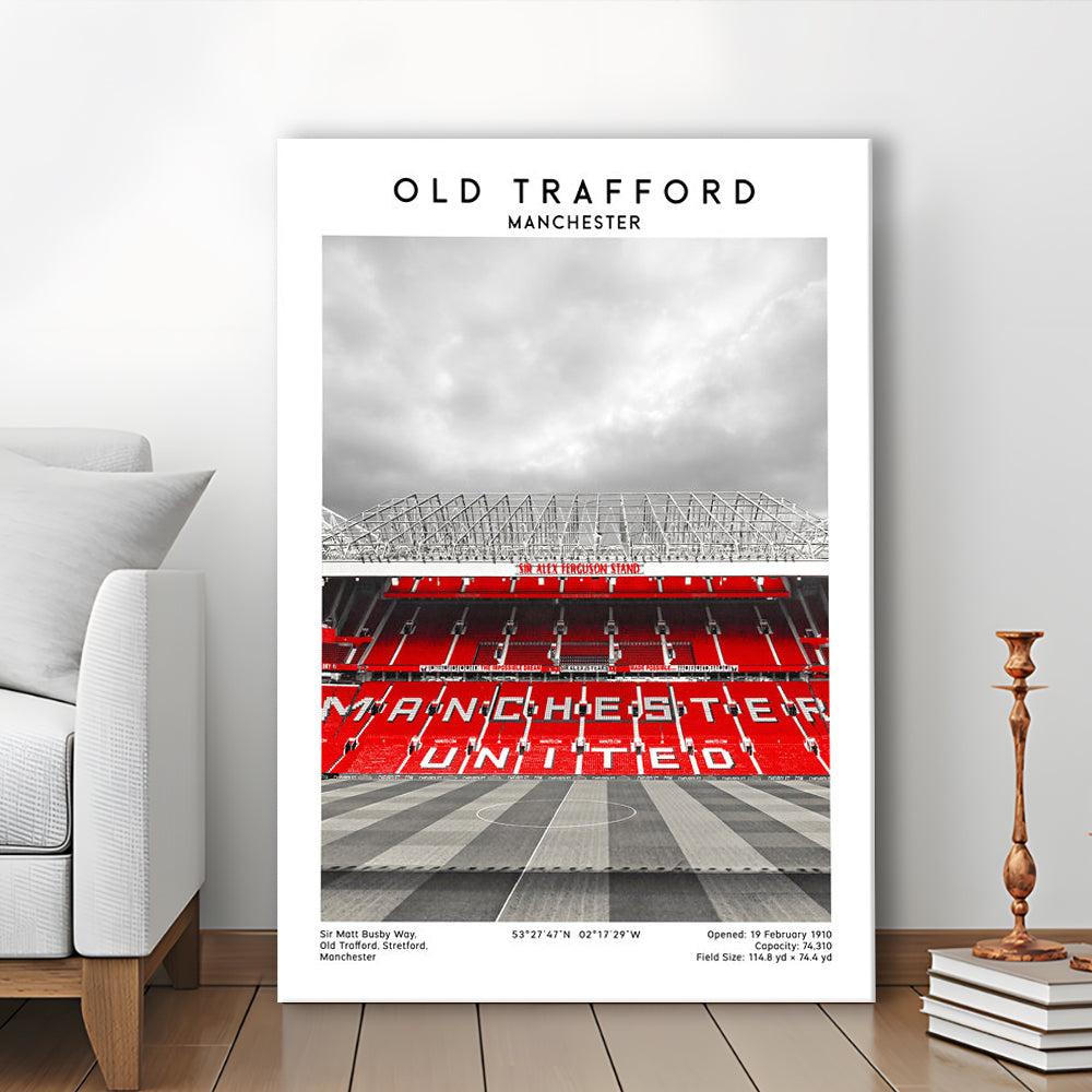 Old Trafford, Manchester Fans, Football Wall Art Print, Fan Gifts, Sport Art Print, Canvas Prints Wall Art, Man Cave Decor