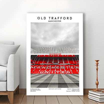 Old Trafford, Manchester Fans, Football Wall Art Print, Fan Gifts, Sport Art Print, Canvas Prints Wall Art, Man Cave Decor