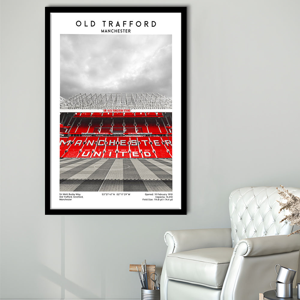 Old Trafford, Manchester Fans, Football Wall Art Print, Fan Gifts, Sport Art Print, Framed Art Prints Wall Decor