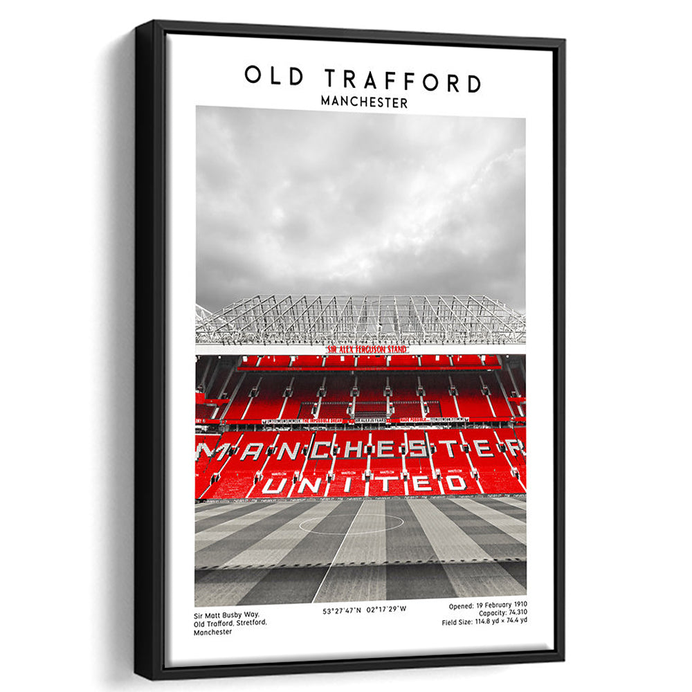 Old Trafford, Manchester Fans, Football Wall Art Print, Fan Gifts, Sport Art Print, Framed Canvas Prints Wall Art