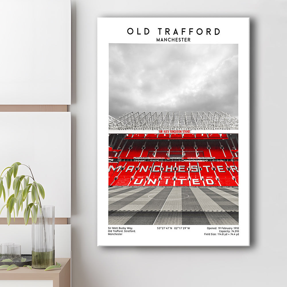 Old Trafford, Manchester Fans, Football Wall Art Print, Fan Gifts, Sport Art Print, Canvas Prints Wall Art, Man Cave Decor