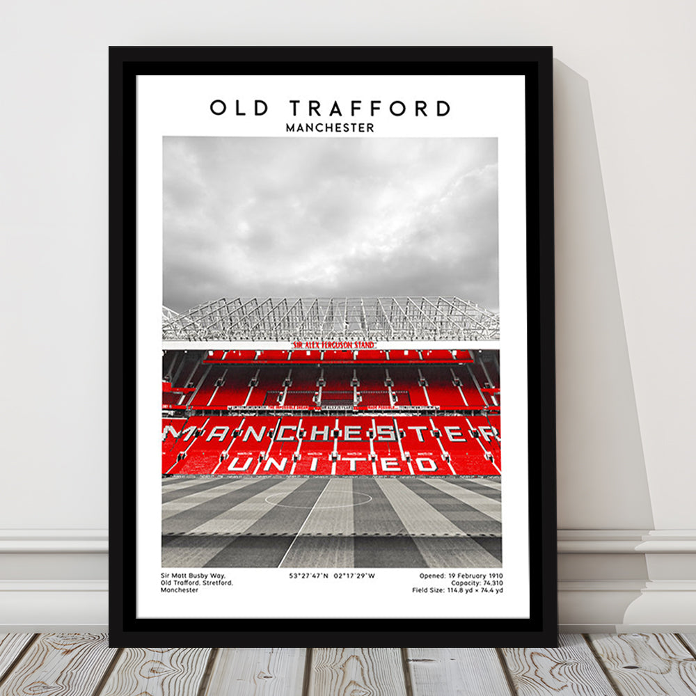Old Trafford, Manchester Fans, Football Wall Art Print, Fan Gifts, Sport Art Print, Framed Canvas Prints Wall Art