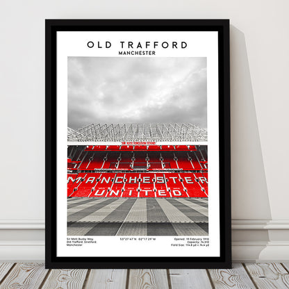Old Trafford, Manchester Fans, Football Wall Art Print, Fan Gifts, Sport Art Print, Framed Canvas Prints Wall Art