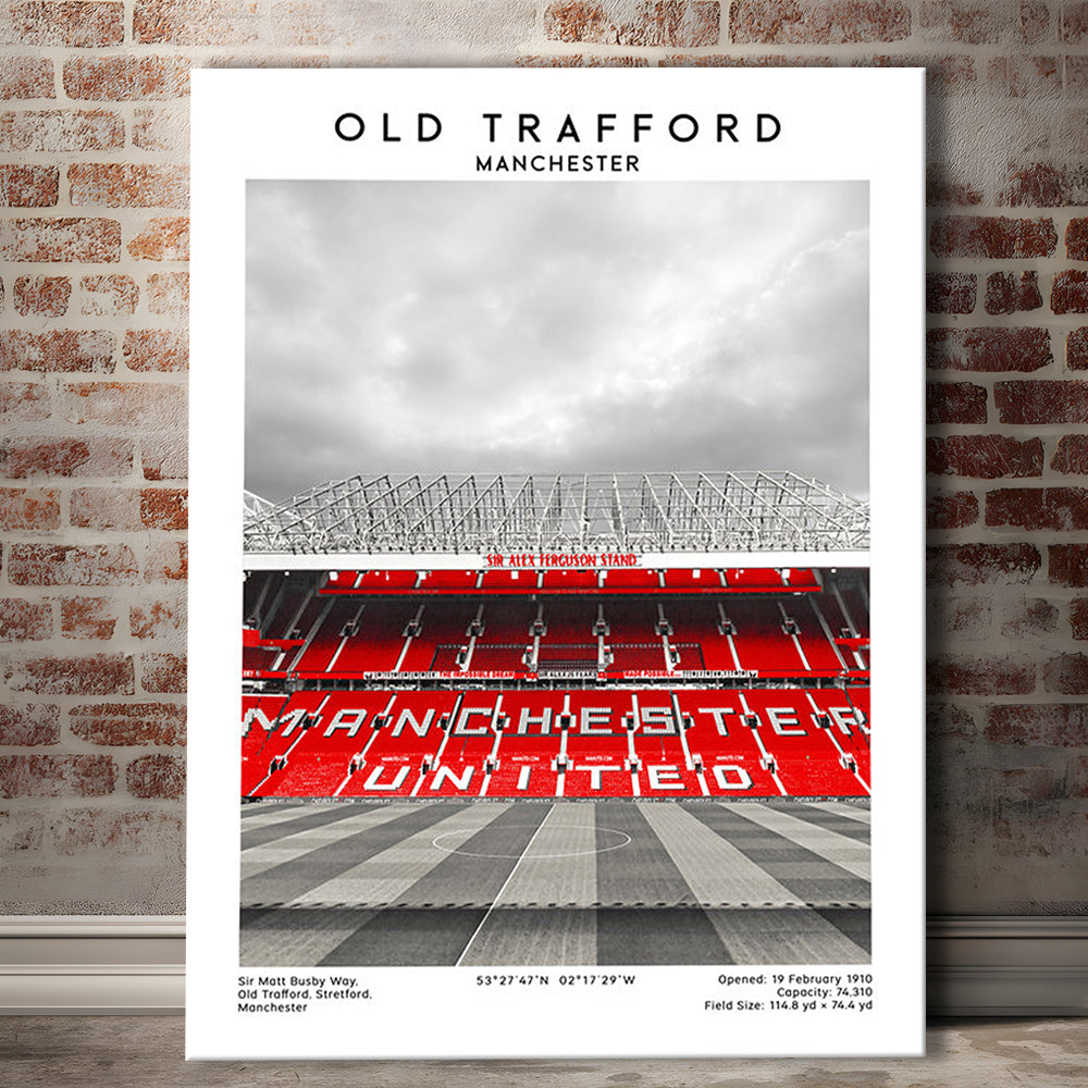 Old Trafford, Manchester Fans, Football Wall Art Print, Fan Gifts, Sport Art Print, Canvas Prints Wall Art, Man Cave Decor
