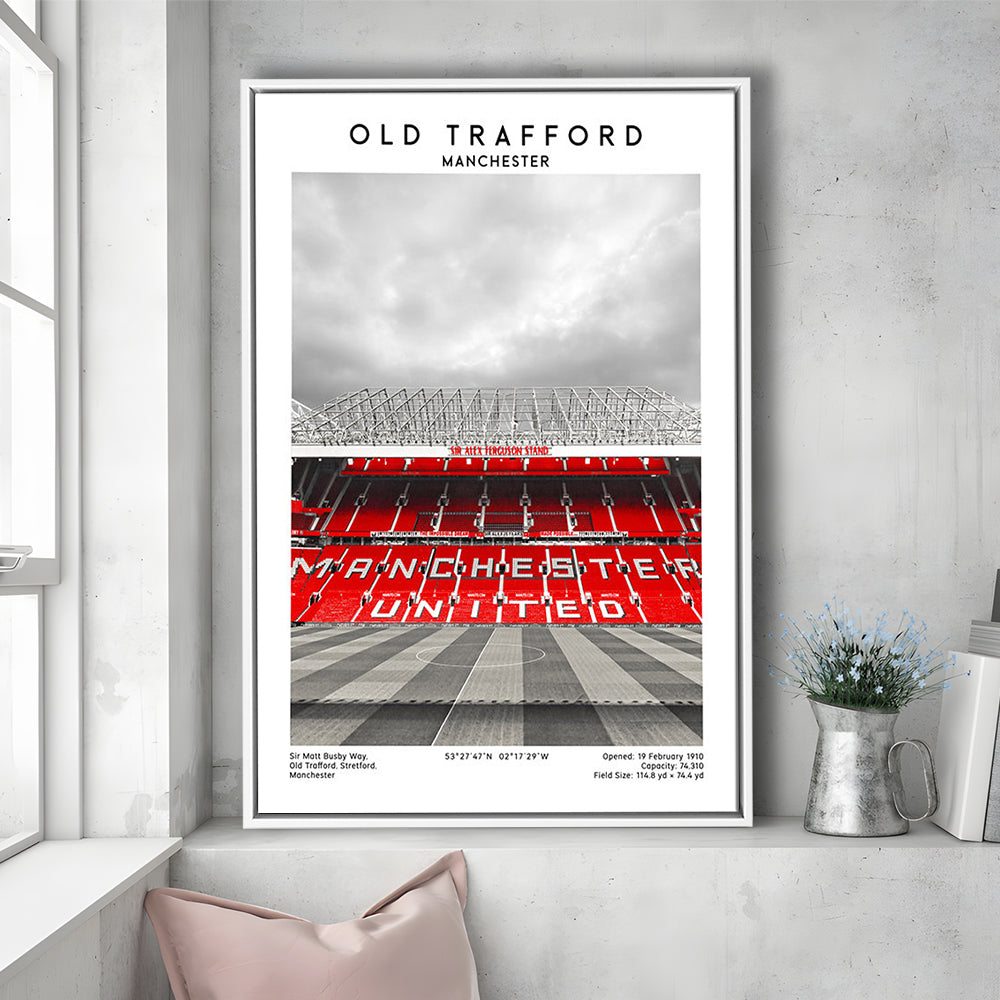 Old Trafford, Manchester Fans, Football Wall Art Print, Fan Gifts, Sport Art Print, Framed Canvas Prints Wall Art