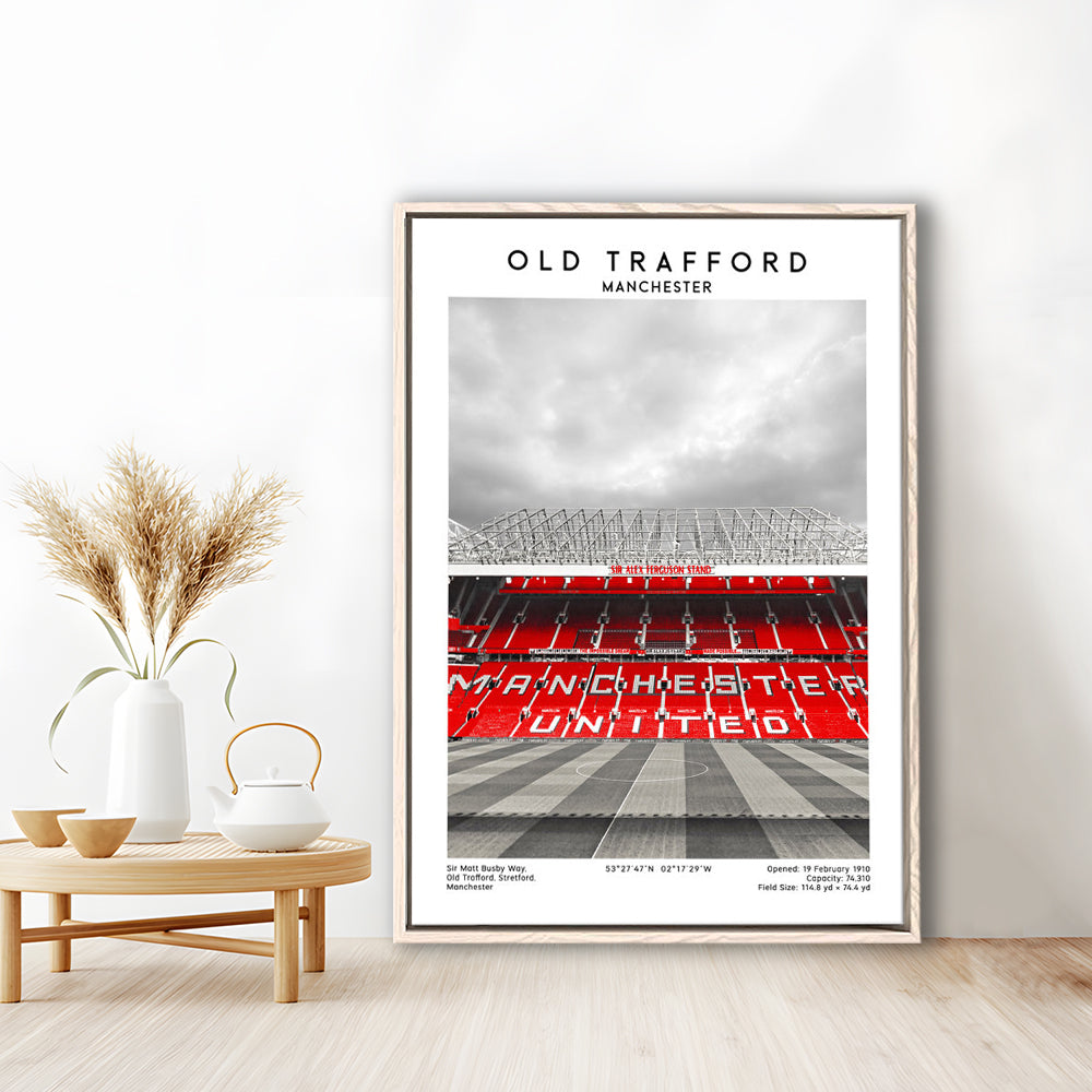 Old Trafford, Manchester Fans, Football Wall Art Print, Fan Gifts, Sport Art Print, Framed Canvas Prints Wall Art