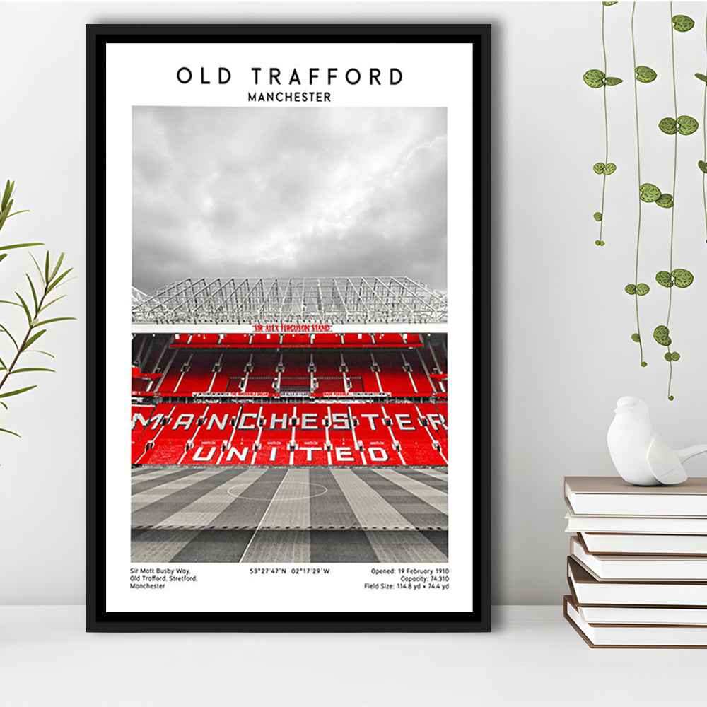 Old Trafford, Manchester Fans, Football Wall Art Print, Fan Gifts, Sport Art Print, Framed Canvas Prints Wall Art