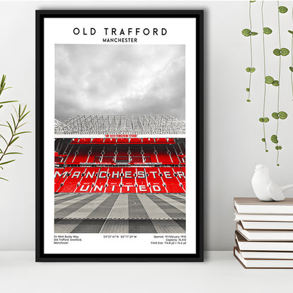 Old Trafford, Manchester Fans, Football Wall Art Print, Fan Gifts, Sport Art Print, Framed Canvas Prints Wall Art