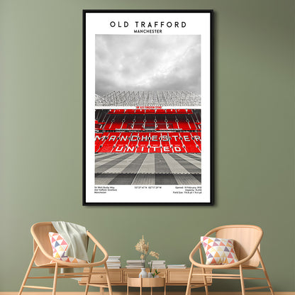 Old Trafford, Manchester Fans, Football Wall Art Print, Fan Gifts, Sport Art Print, Framed Canvas Prints Wall Art