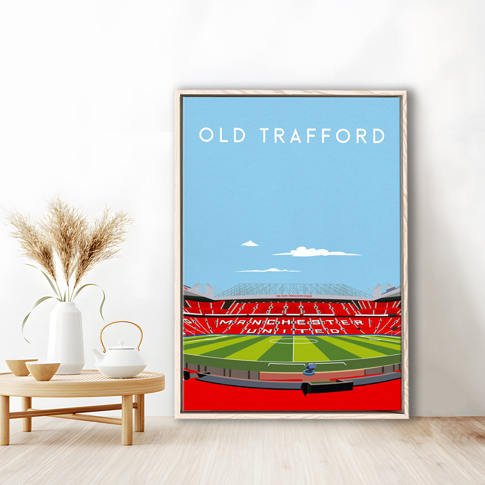 Old Trafford Stadium Print, Football Wall Art, Fan Gifts, Sport Art Print, Framed Canvas Prints Wall Art