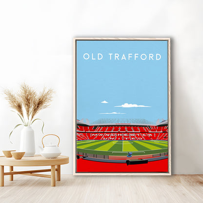 Old Trafford Stadium Print, Football Wall Art, Fan Gifts, Sport Art Print, Framed Canvas Prints Wall Art