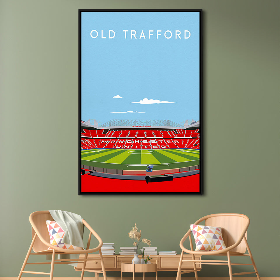 Old Trafford Stadium Print, Football Wall Art, Fan Gifts, Sport Art Print, Framed Canvas Prints Wall Art