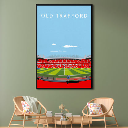 Old Trafford Stadium Print, Football Wall Art, Fan Gifts, Sport Art Print, Framed Canvas Prints Wall Art