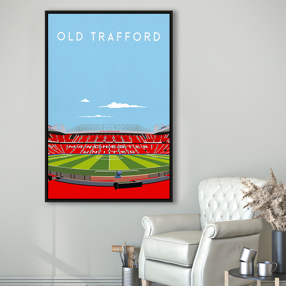 Old Trafford Stadium Print, Football Wall Art, Fan Gifts, Sport Art Print, Framed Canvas Prints Wall Art