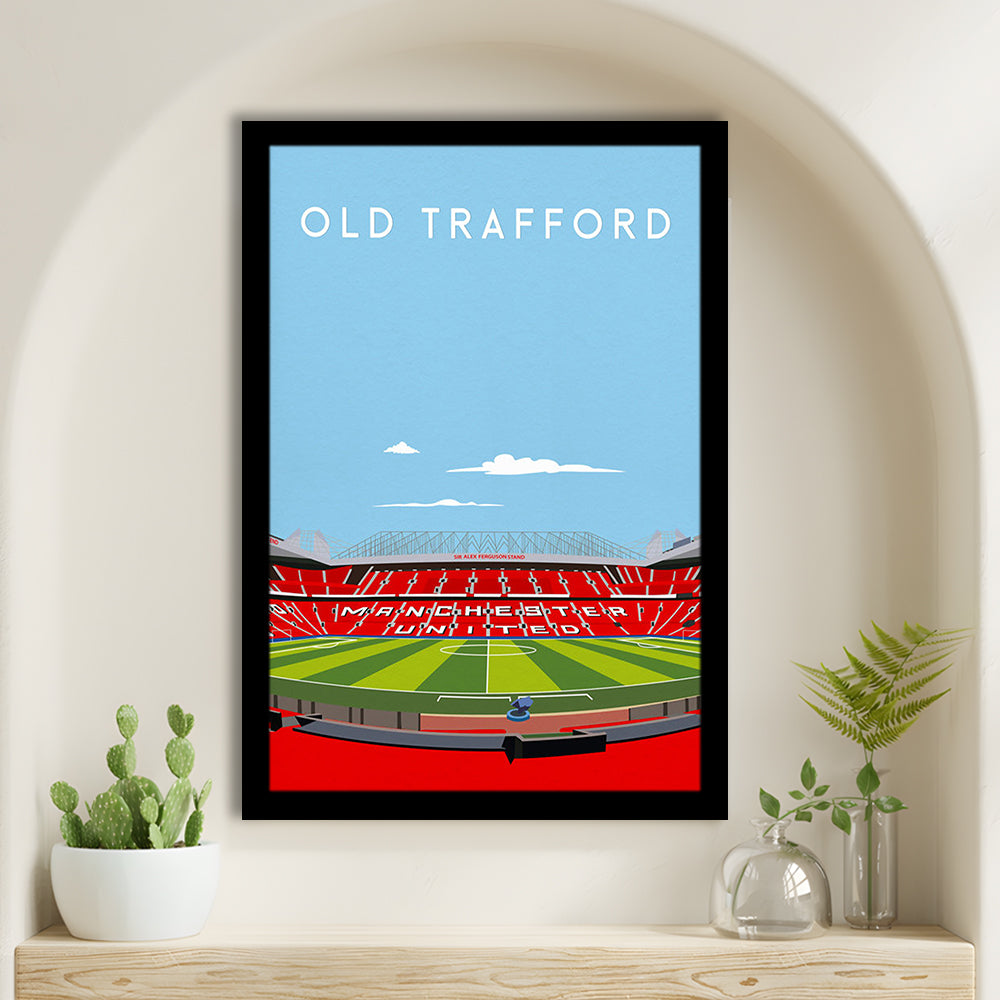 Old Trafford Stadium Print, Football Wall Art, Fan Gifts, Sport Art Print, Framed Art Prints Wall Decor