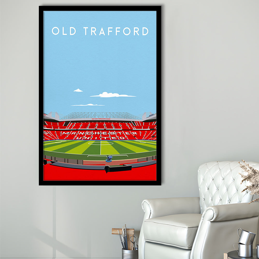 Old Trafford Stadium Print, Football Wall Art, Fan Gifts, Sport Art Print, Framed Art Prints Wall Decor